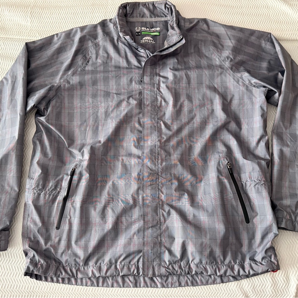Sunice Men's Gray Plaid Windbreaker Jacket